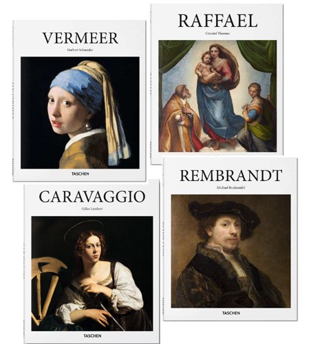 Alte Meister: Vermeer, Caravaggio, Raffael, Rembrandt.